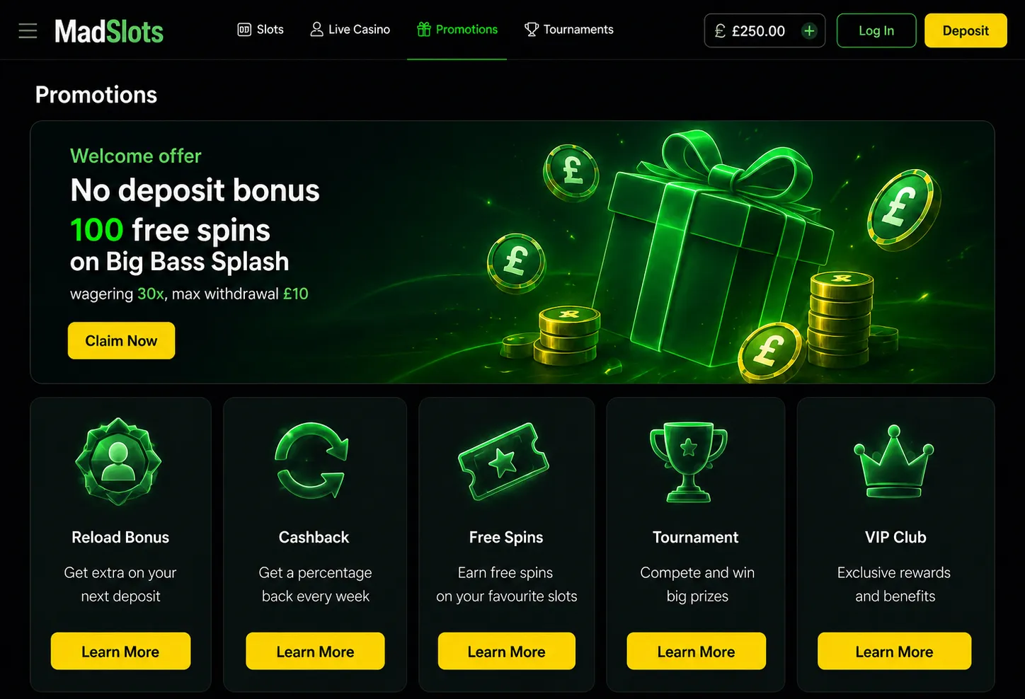 Mad Slots no deposit bonus offers and promotions
